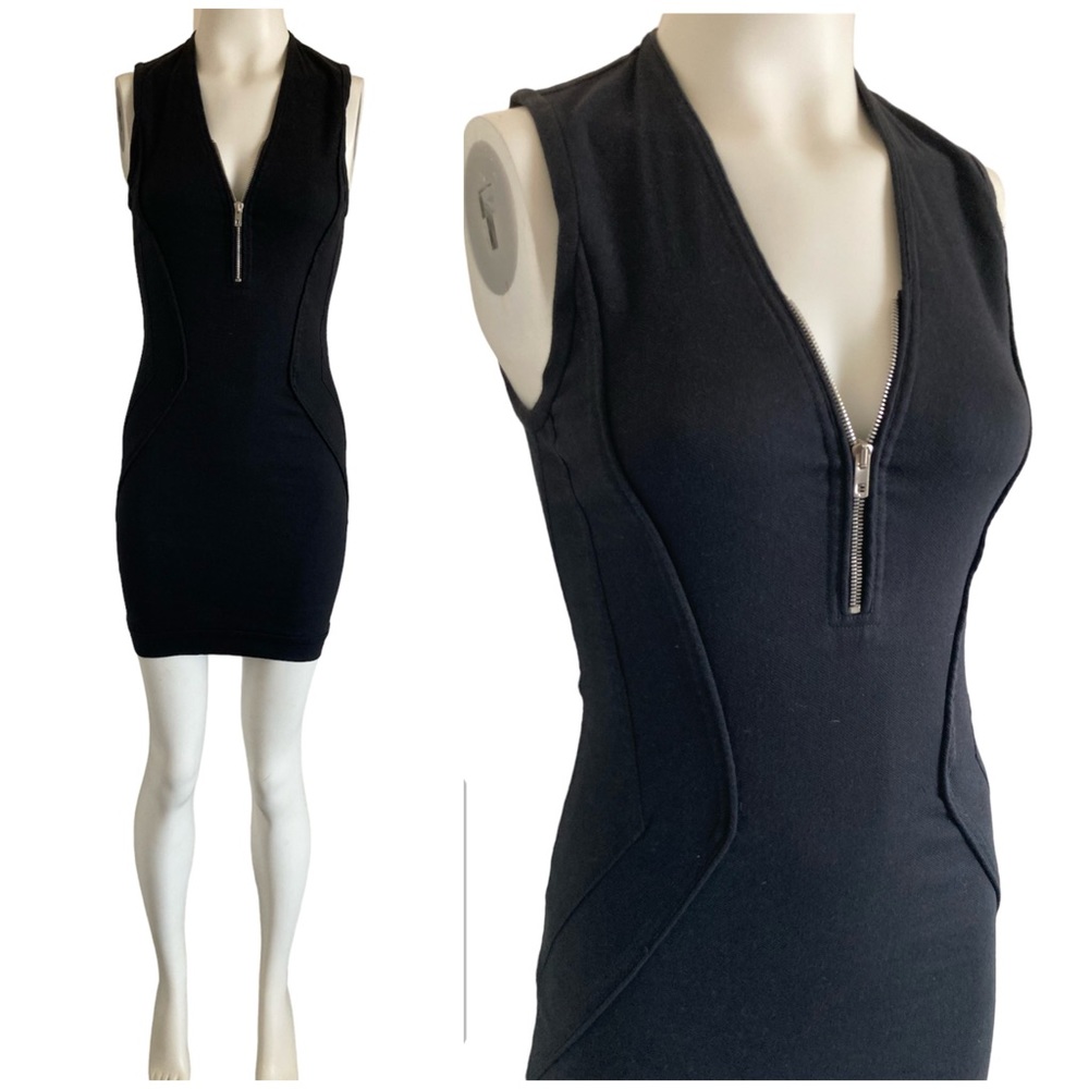 IRO Mini Sheath Dress Zip V Neck Sz 36 Stretch Linen Blend